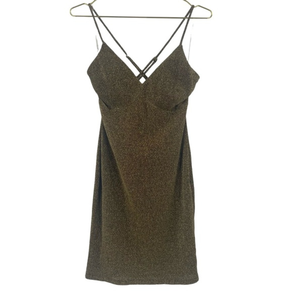 Trac Black and Gold Glitter Mini Dress large
